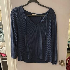 Z Supply Navy Textured Knit Top